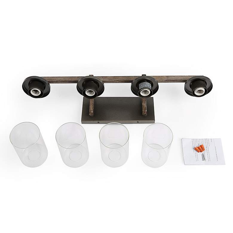 Image 6 Fouma 28" Wide Bronze Faux Wood 4-Light Bath Light more views