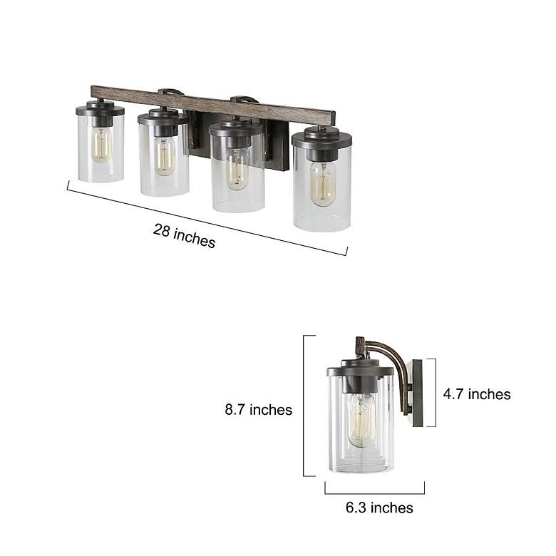 Image 7 Fouma 28" Wide Bronze Faux Wood 4-Light Bath Light more views