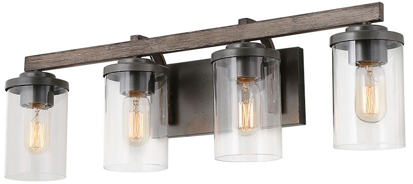 Thumbnail1 of Fouma 4-Light 30" Wide Brown Bath Light with Glass Shade