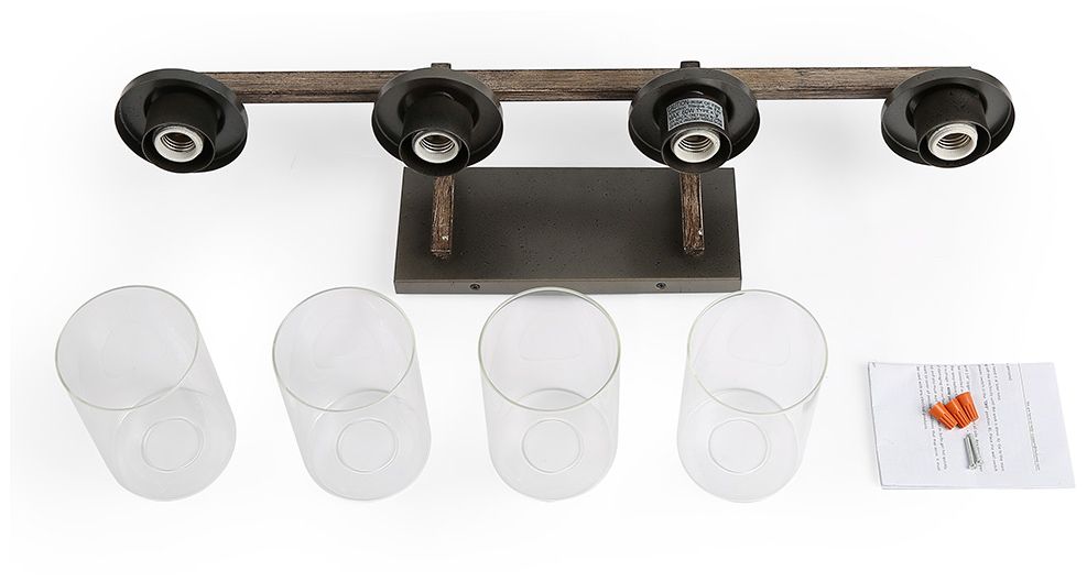 Thumbnail4 of Fouma 4-Light 30" Wide Brown Bath Light with Glass Shade more views