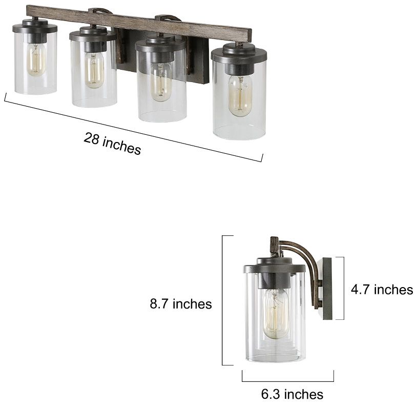 Fouma 4-Light 30" Wide Brown Bath Light with Glass Shade