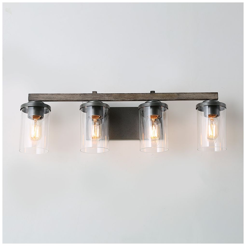 Fouma 4-Light 30" Wide Brown Bath Light with Glass Shade