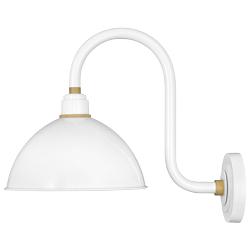 Foundry 17&quot;H Gloss White with Dome Shade Outdoor Wall Light