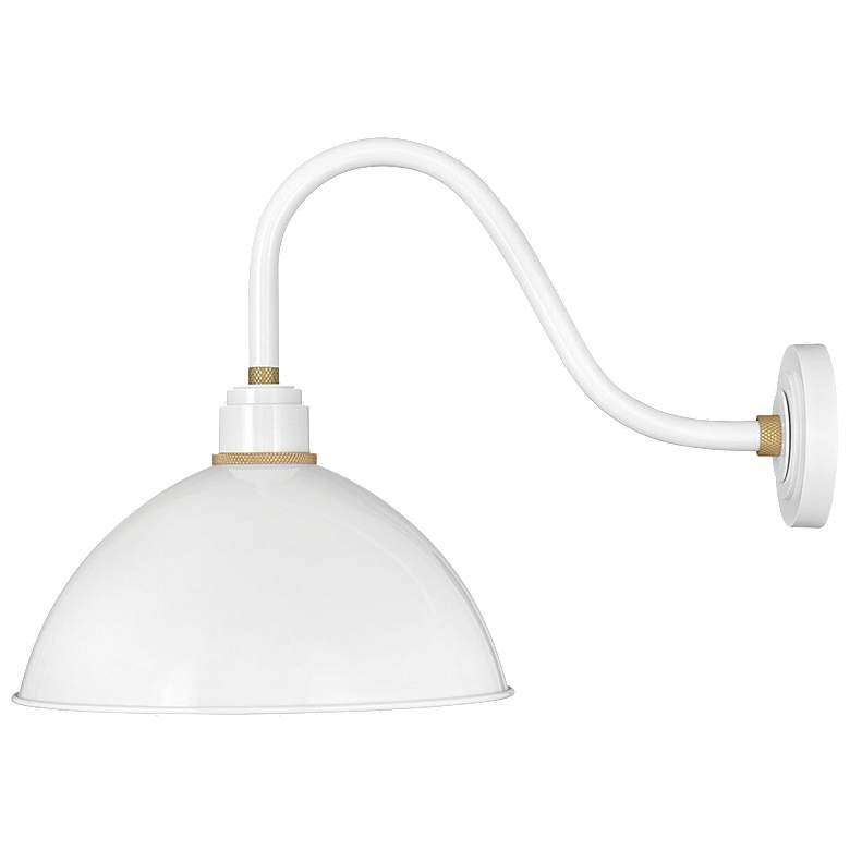 Image 1 Foundry 18 inchH Gloss White with Dome Shade Outdoor Wall Light