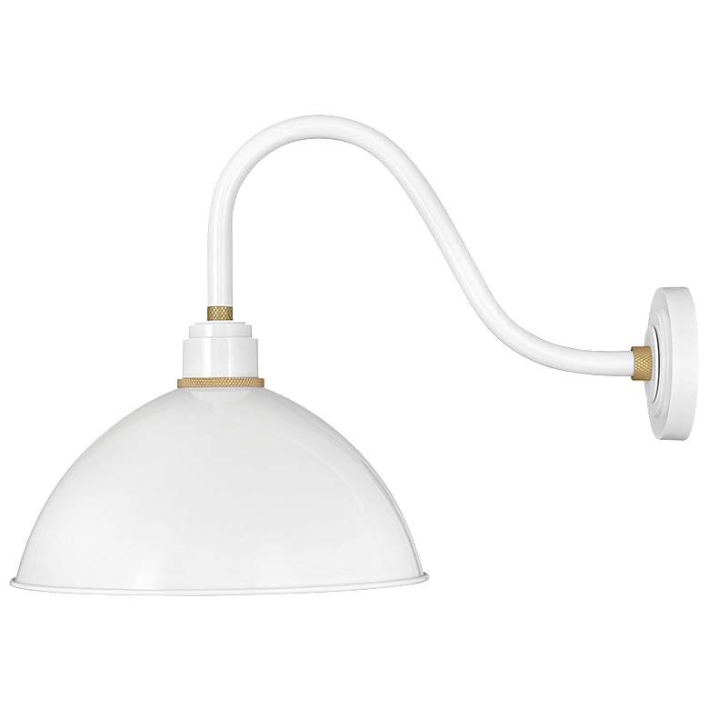 Image 1 Foundry 18"H Gloss White with Dome Shade Outdoor Wall Light