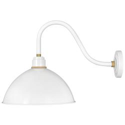 Foundry 18&quot;H Gloss White with Dome Shade Outdoor Wall Light
