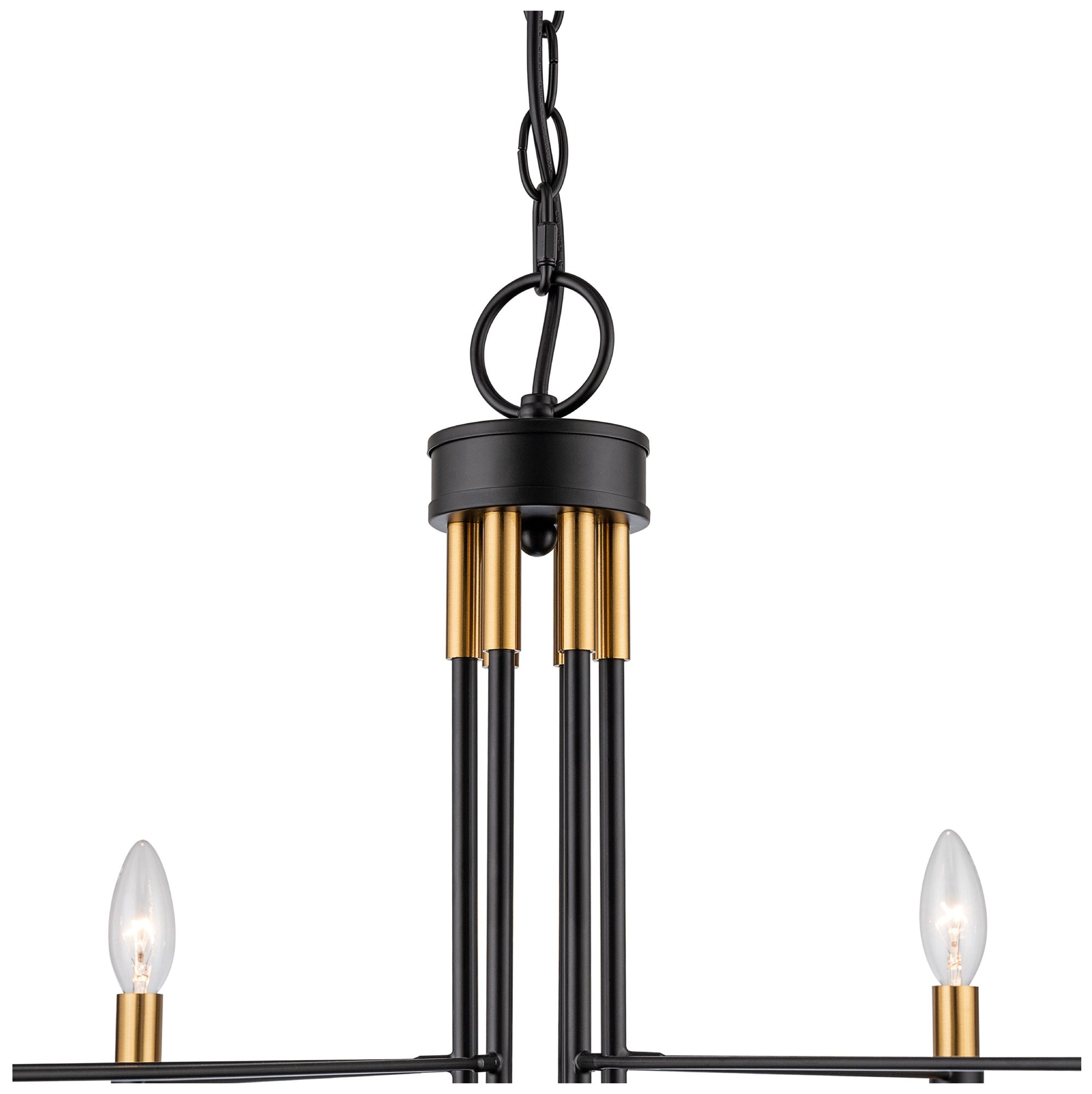 Image 4 Foundry 31" Wide 6-Light Black, Brass Chandelier more views