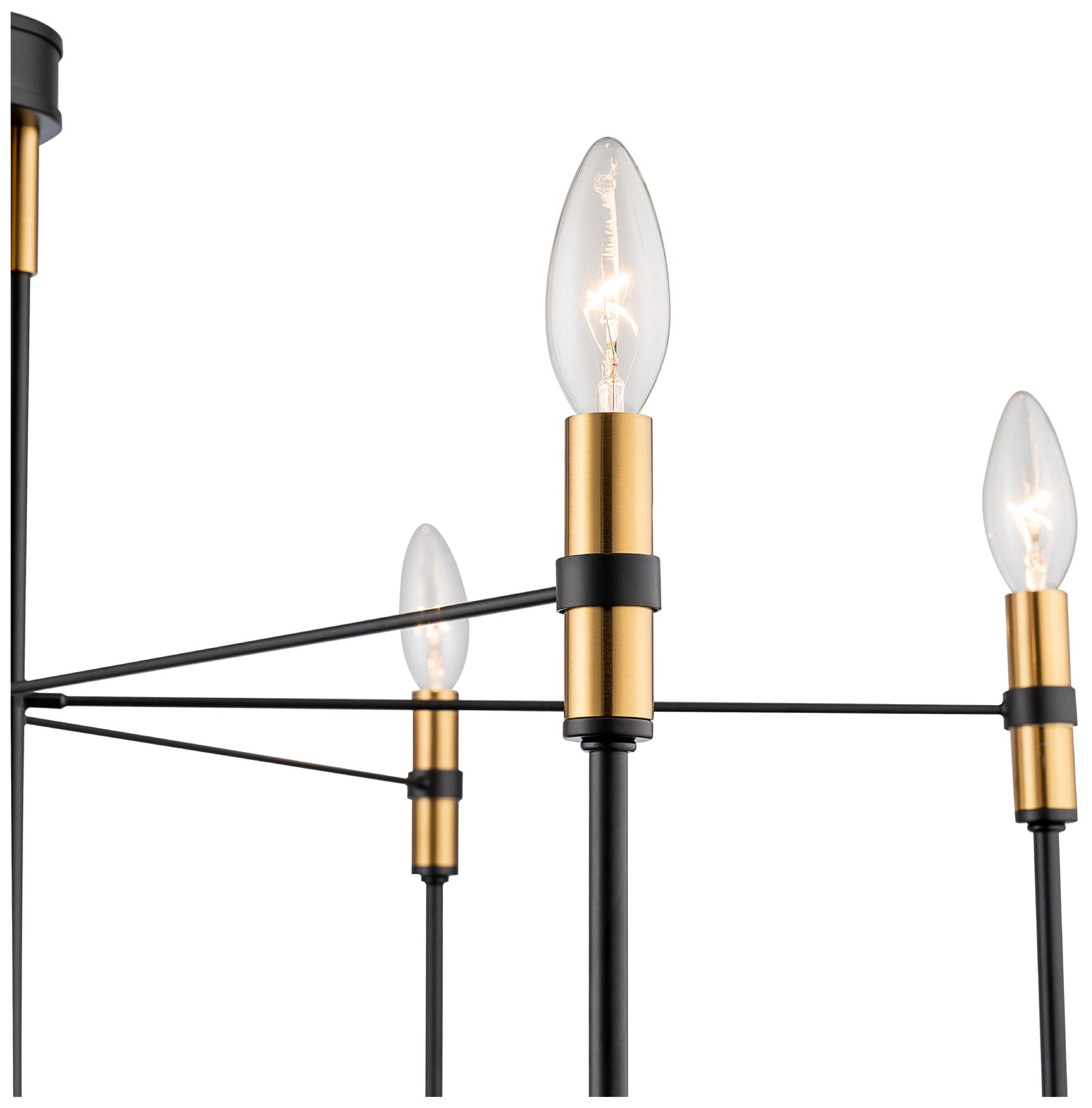Image 5 Foundry 31" Wide 6-Light Black, Brass Chandelier more views