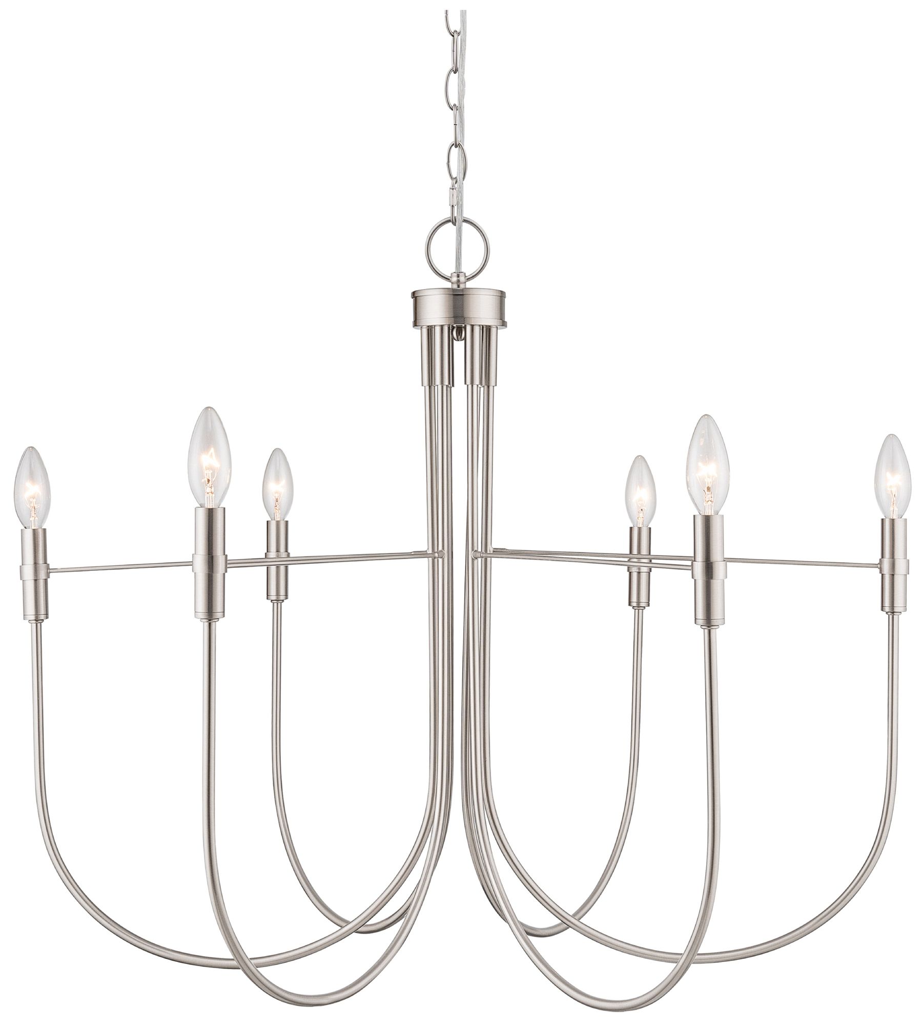 Image 2 Foundry 31" Wide 6-Light Brushed Nickel Chandelier more views