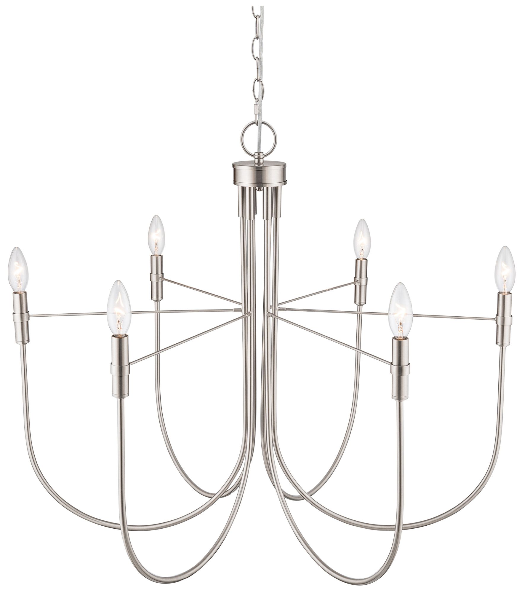 Image 3 Foundry 31" Wide 6-Light Brushed Nickel Chandelier more views