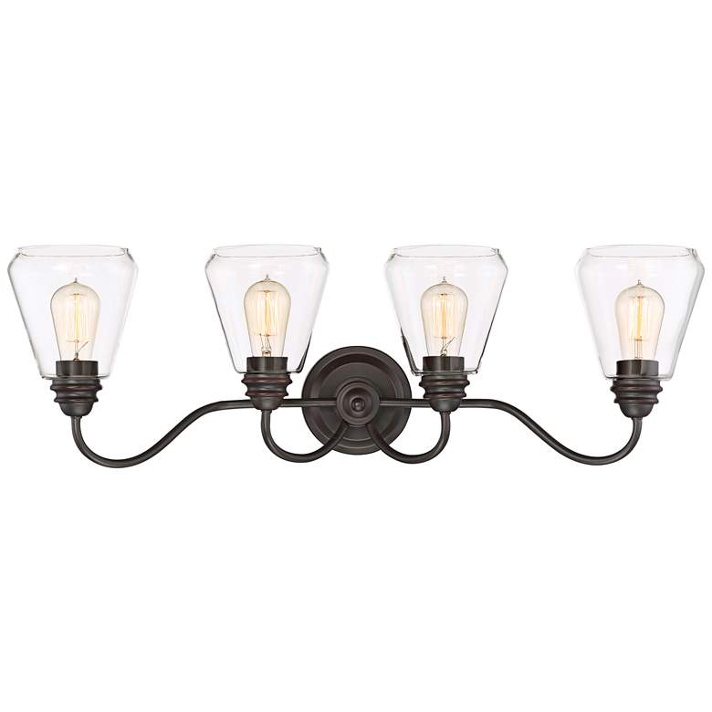 Image 1 Foundry 33" Wide Satin Bronze 4-Light Bath Light