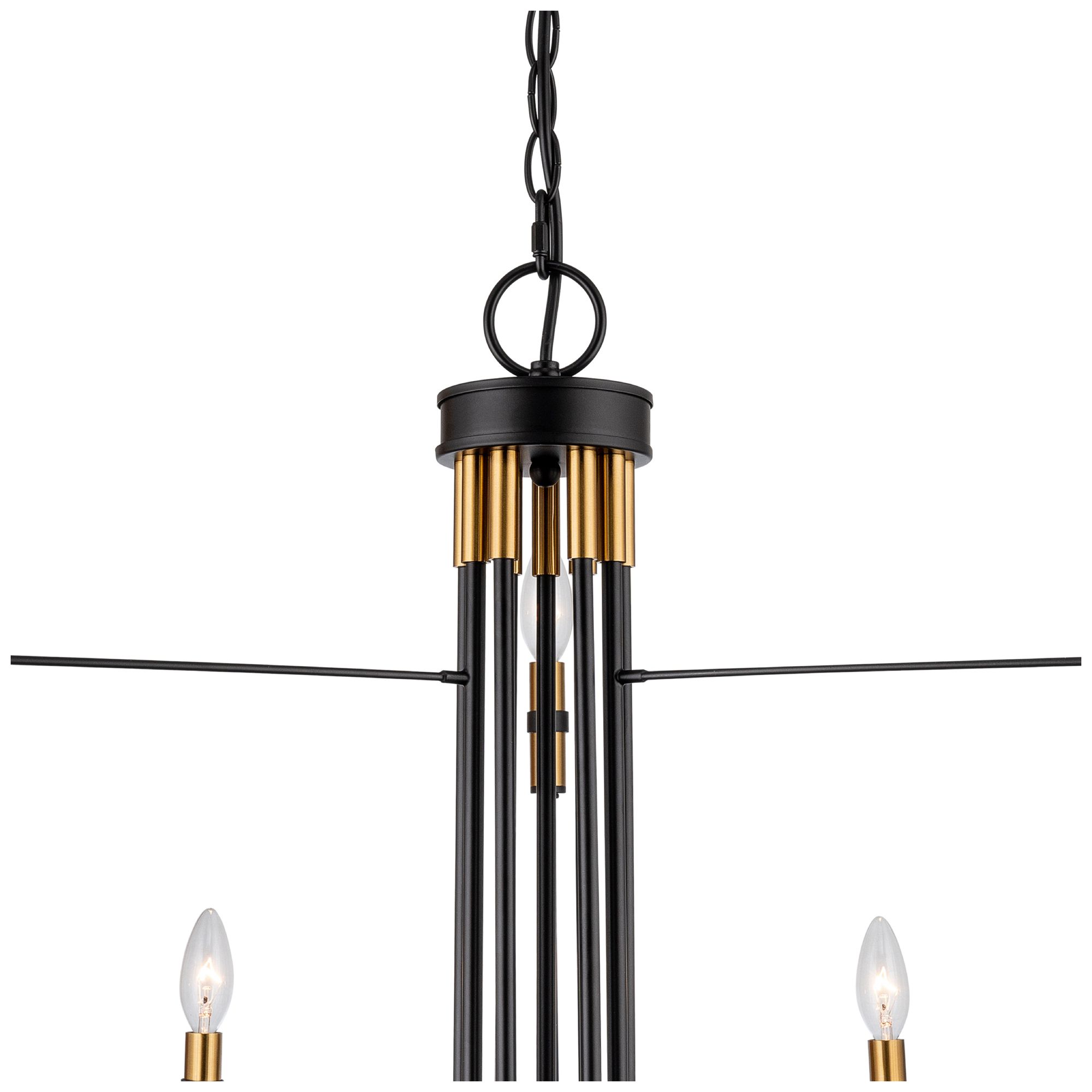 Image 4 Foundry 33" Wide 9-Light Black, Brass Chandelier more views