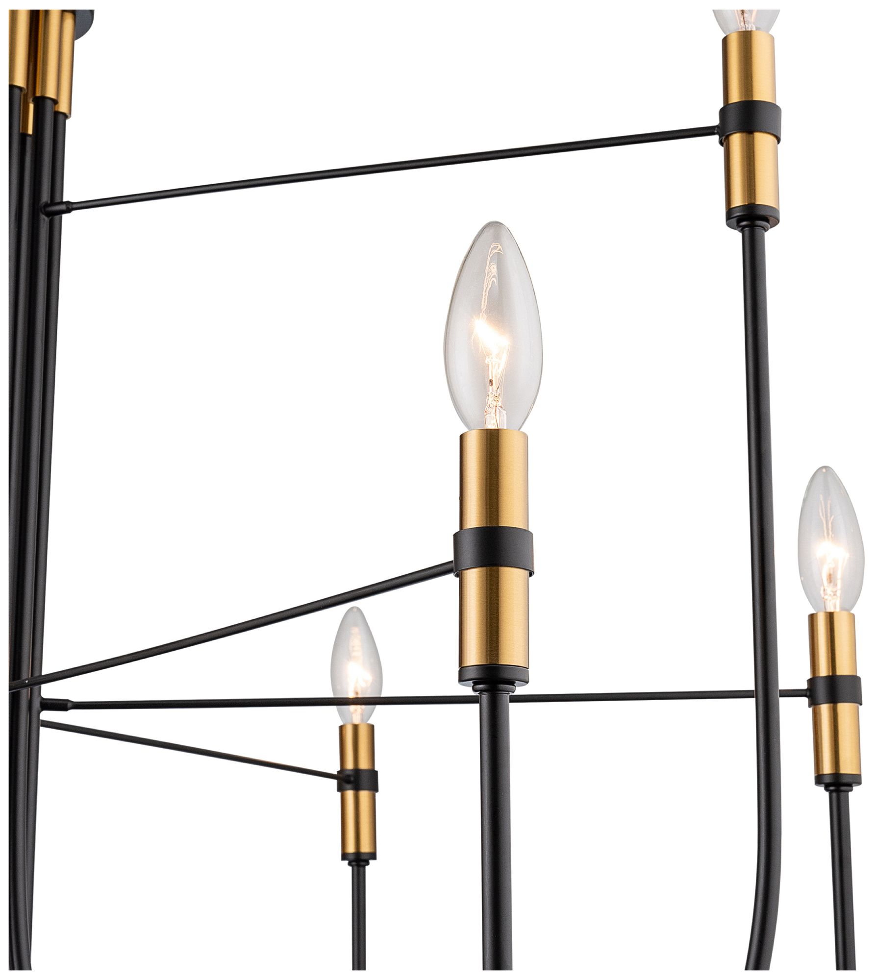 Image 5 Foundry 33" Wide 9-Light Black, Brass Chandelier more views