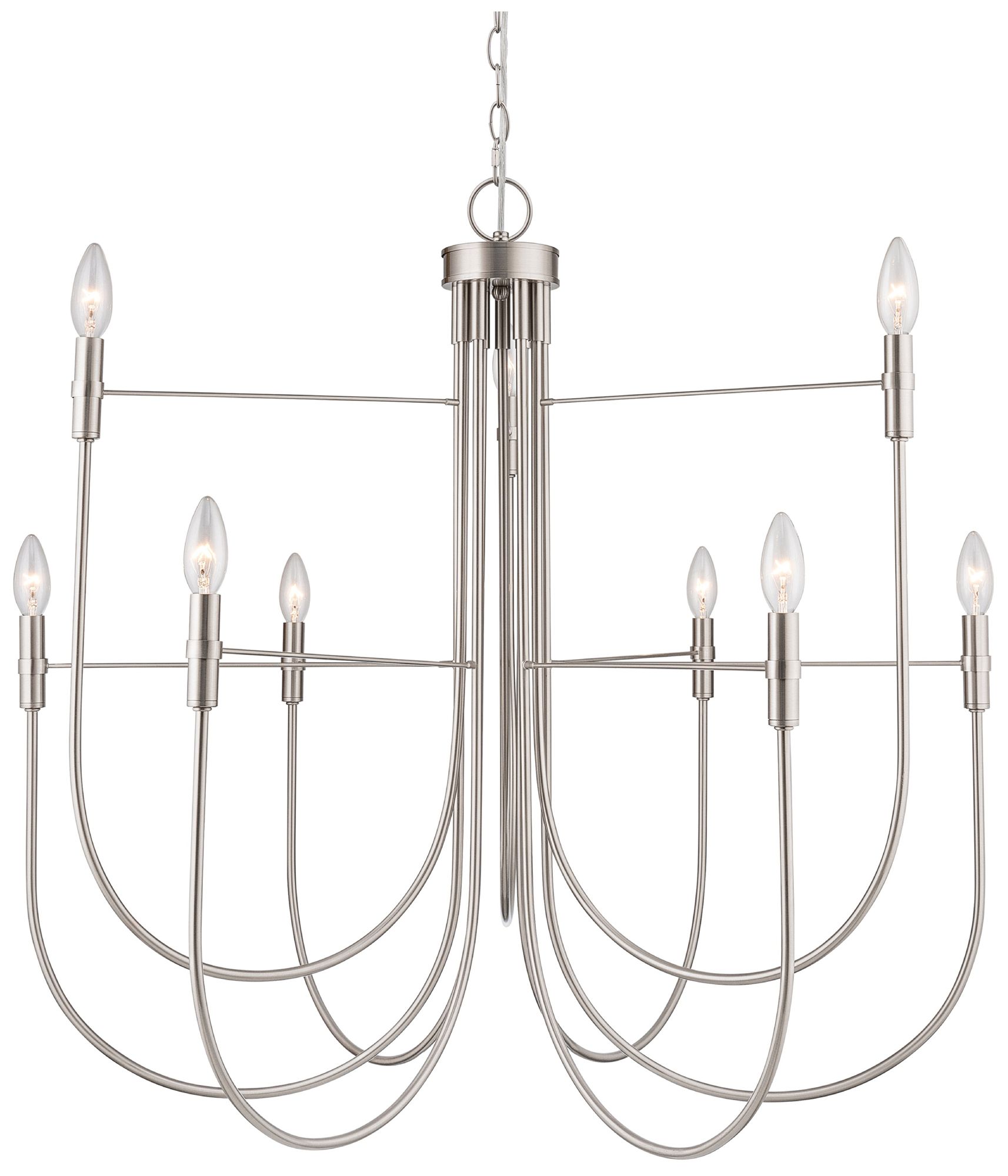 Image 2 Foundry 33" Wide 9-Light Brushed Nickel Chandelier more views