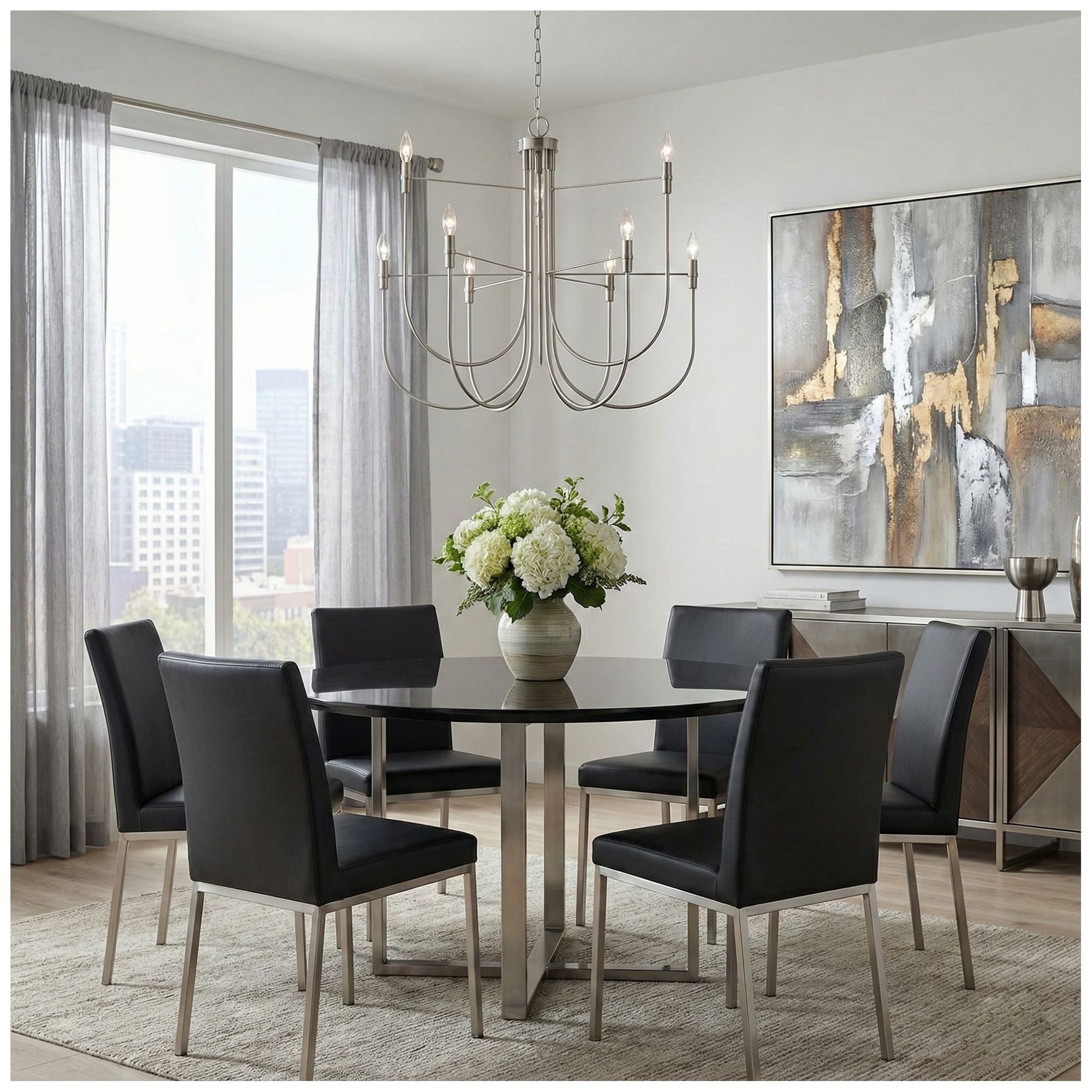 Image 6 Foundry 33" Wide 9-Light Brushed Nickel Chandelier more views