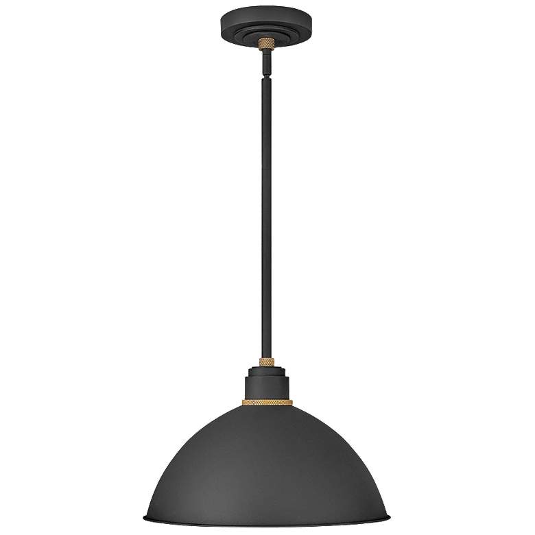 Image 1 Foundry Dome 10 1/2 inchH Textured Black Outdoor Hanging Light