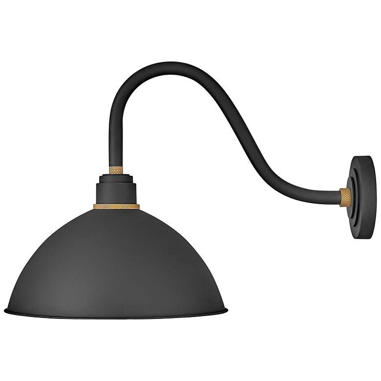 Image 2 Foundry Dome 18" High Textured Black Outdoor Barn Wall Light more views