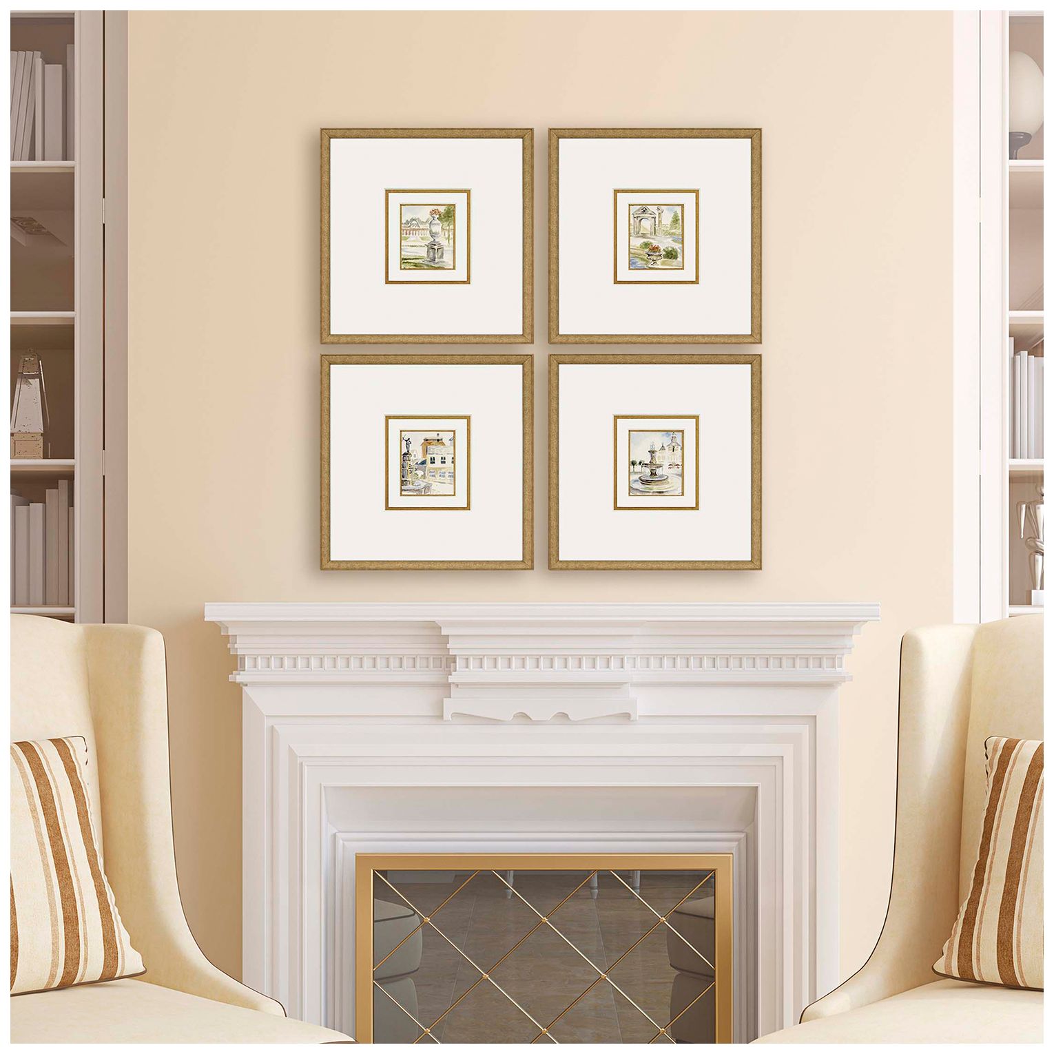 Image 2 Fountains I 16"W x 17"H Framed Art Set of 4 more views