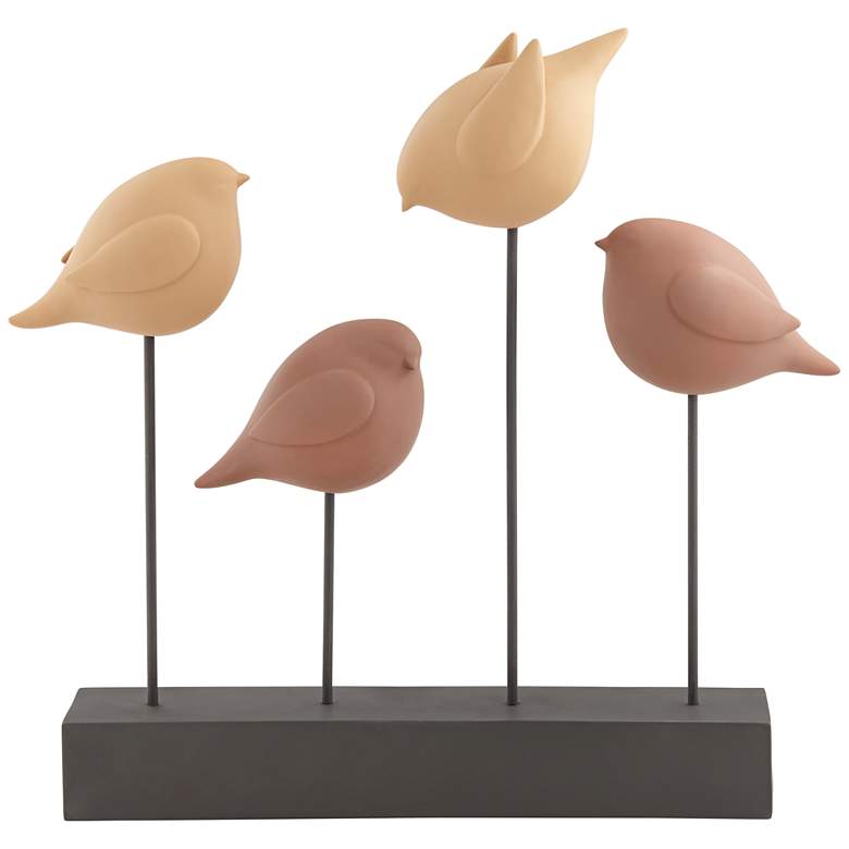 Four Birds 17&quot; High Tan and Terracotta Finish Rustic Statue Piece