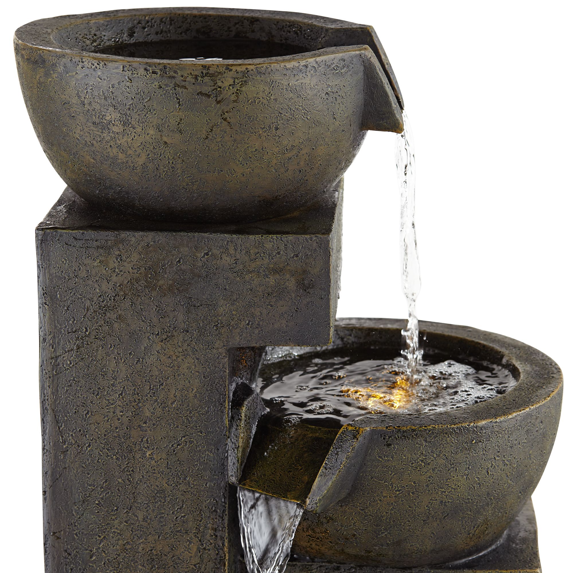 Four Bowl 42" High Gray Cascading Outdoor Fountain With LED Lights ...