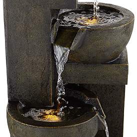 Image4 of Four Bowl 42" High Gray Cascading Outdoor Fountain with LED Lights more views