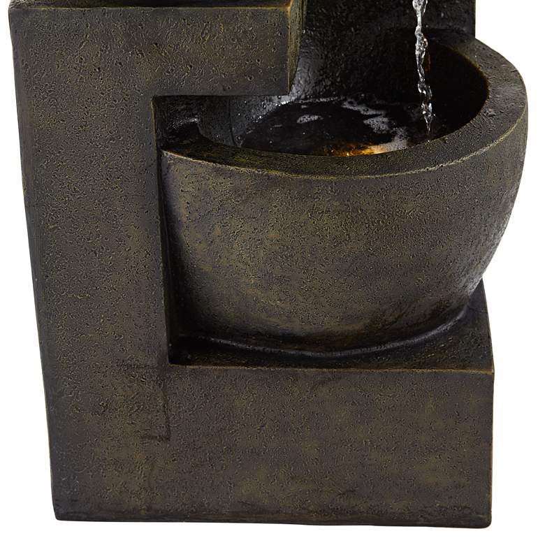 Image 5 Four Bowl 42" High Gray Cascading Outdoor Fountain with LED Lights more views