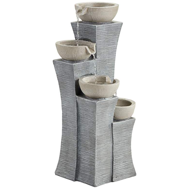 Image 1 Four Bowls 30 inch High Gray Stone Indoor/Outdoor Fountain