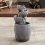 Thumbnail1 of Four Bowls 32" High Gray Faux Stone LED Cascading Floor Fountain