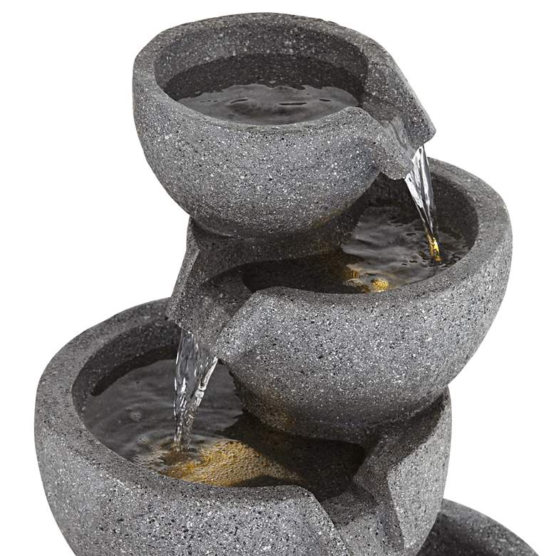 Image 3 Four Bowls 32" High Gray Faux Stone LED Cascading Floor Fountain more views