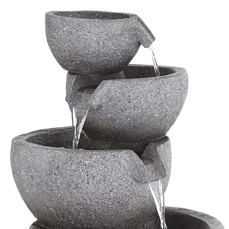 Image 4 Four Bowls 32" High Gray Faux Stone LED Cascading Floor Fountain more views