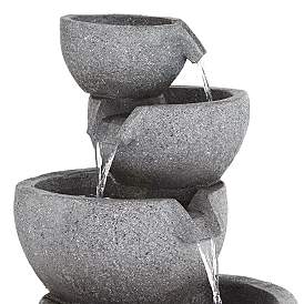 Image4 of Four Bowls 32" High Gray Faux Stone LED Cascading Floor Fountain more views