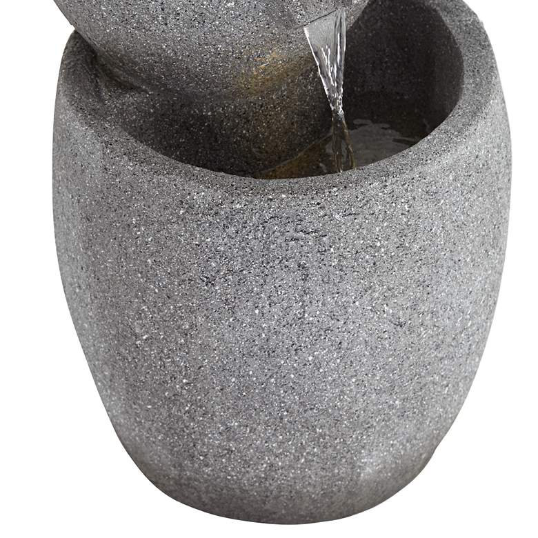 Image 4 Four Bowls 32 inch High Gray Faux Stone LED Cascading Floor Fountain more views