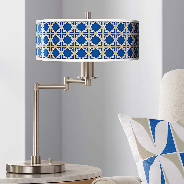 Image 1 Four Corners Giclee Shade LED Swing Arm Desk Lamp