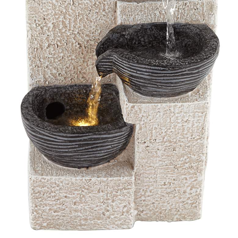 Image 4 Four Cup 11" High Gray LED Cascading Water Fountain more views
