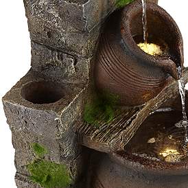 Image4 of Four Pot 39 1/4" High Terracotta Finish LED Cascading Outdoor Fountain more views