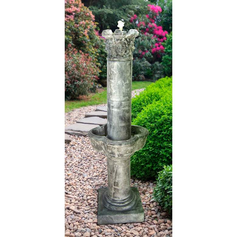 Image 1 Four Seasons Column 63 inch High Relic Frosted Mocha Outdoor Fountain