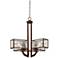 Four Square 4-Light Seedy Glass Bronze Chandelier