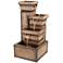 Four Square Pot 33" High Rustic Stone LED Cascading Outdoor Fountain