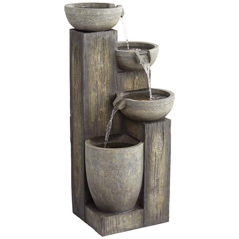 Image 2 Four Tier 40 1/2" High LED Lighted Cascading Floor Fountain