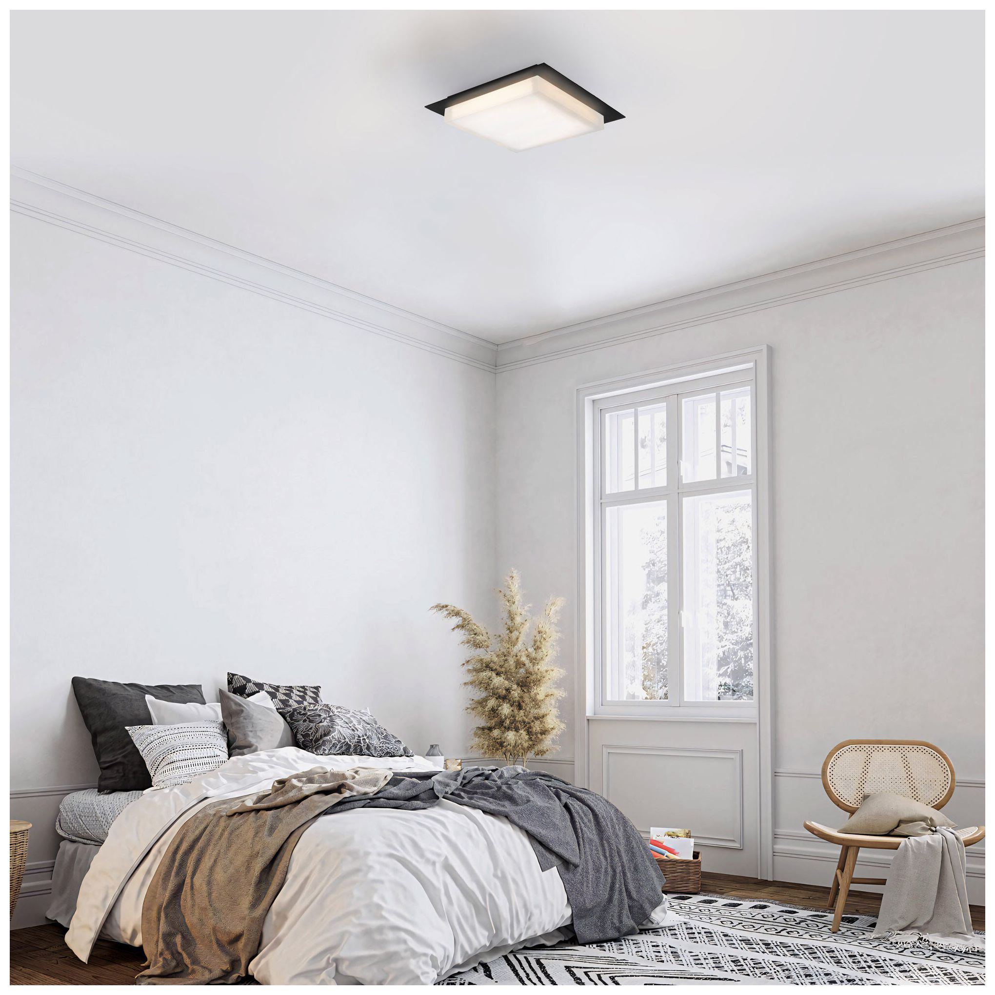 Foursquare 14" Wide Sand Black LED Outdoor Ceiling Light