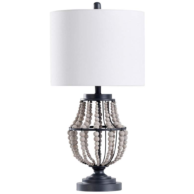 Image 1 Fourteen Strands of Wooden Beaded String 26 inch Natural Drape Table Lamp