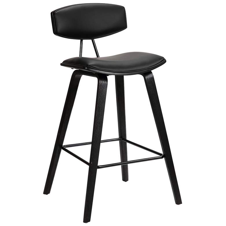 Image 1 Fox 25.5 in. Barstool in Black Finish with Black Faux Leather