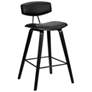 Fox 25.5 in. Barstool in Black Finish with Black Faux Leather