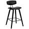 Fox 25.5 in. Barstool in Black Finish with Black Faux Leather