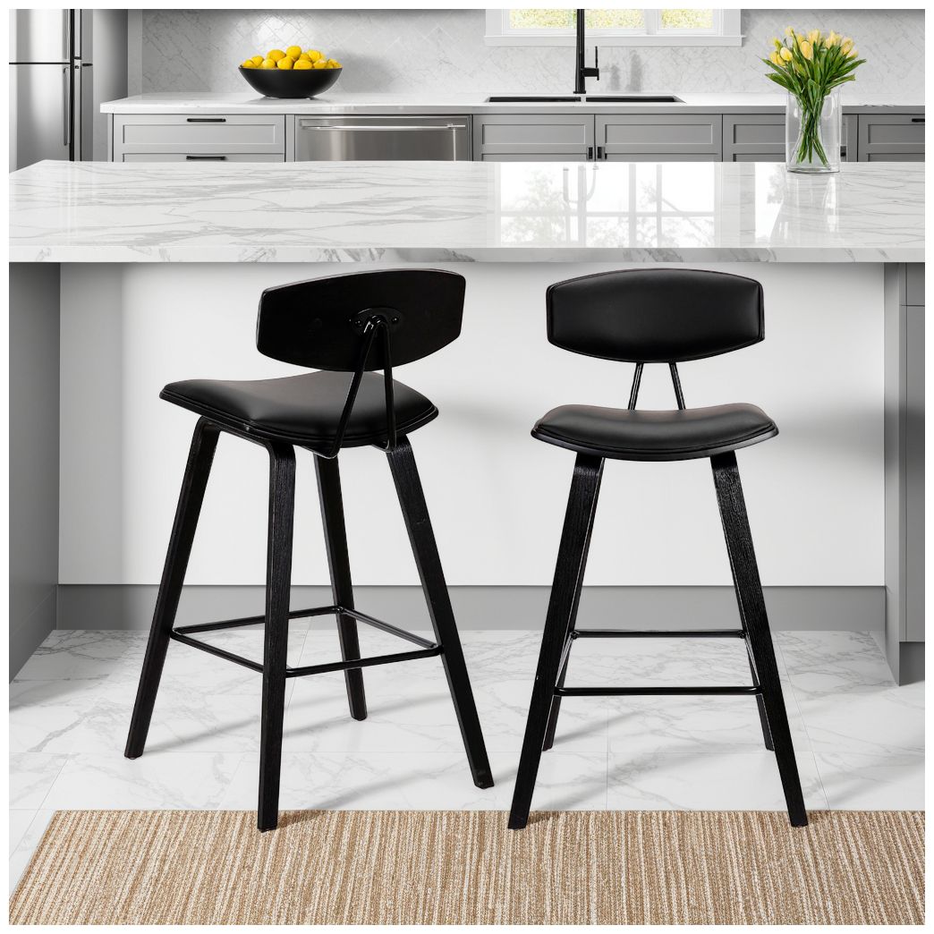 Image 6 Fox 25.5 in. Barstool in Black Finish with Black Faux Leather more views