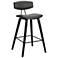 Fox 25.5 in. Barstool in Black Finish with Gray Faux Leather