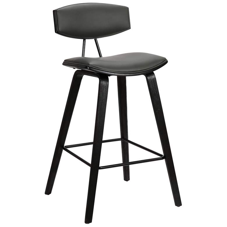Image 1 Fox 25.5 in. Barstool in Black Finish with Gray Faux Leather