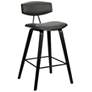 Fox 25.5 in. Barstool in Black Finish with Gray Faux Leather