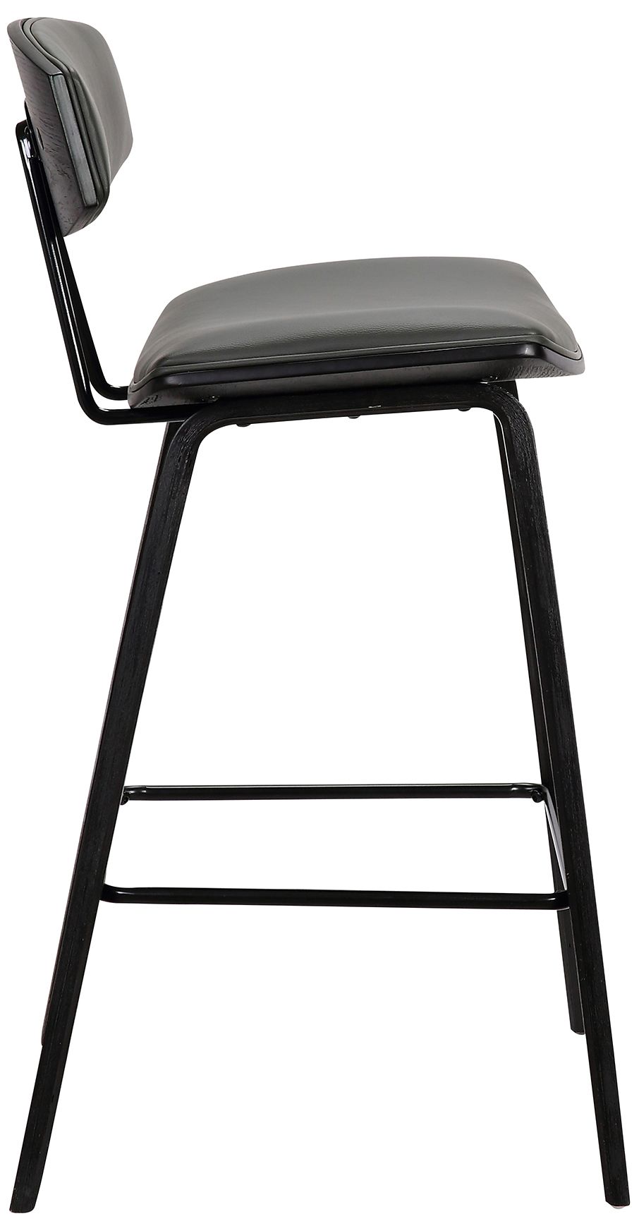 Image 3 Fox 25.5 in. Barstool in Black Finish with Gray Faux Leather more views