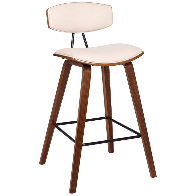 Image 1 Fox 25.5 in. Barstool in Black Powder Coated Finish with Cream Faux Leather